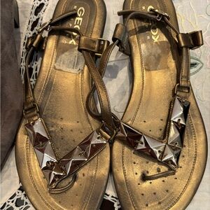 Geox Women's Metallic Sandals with Studded Design
